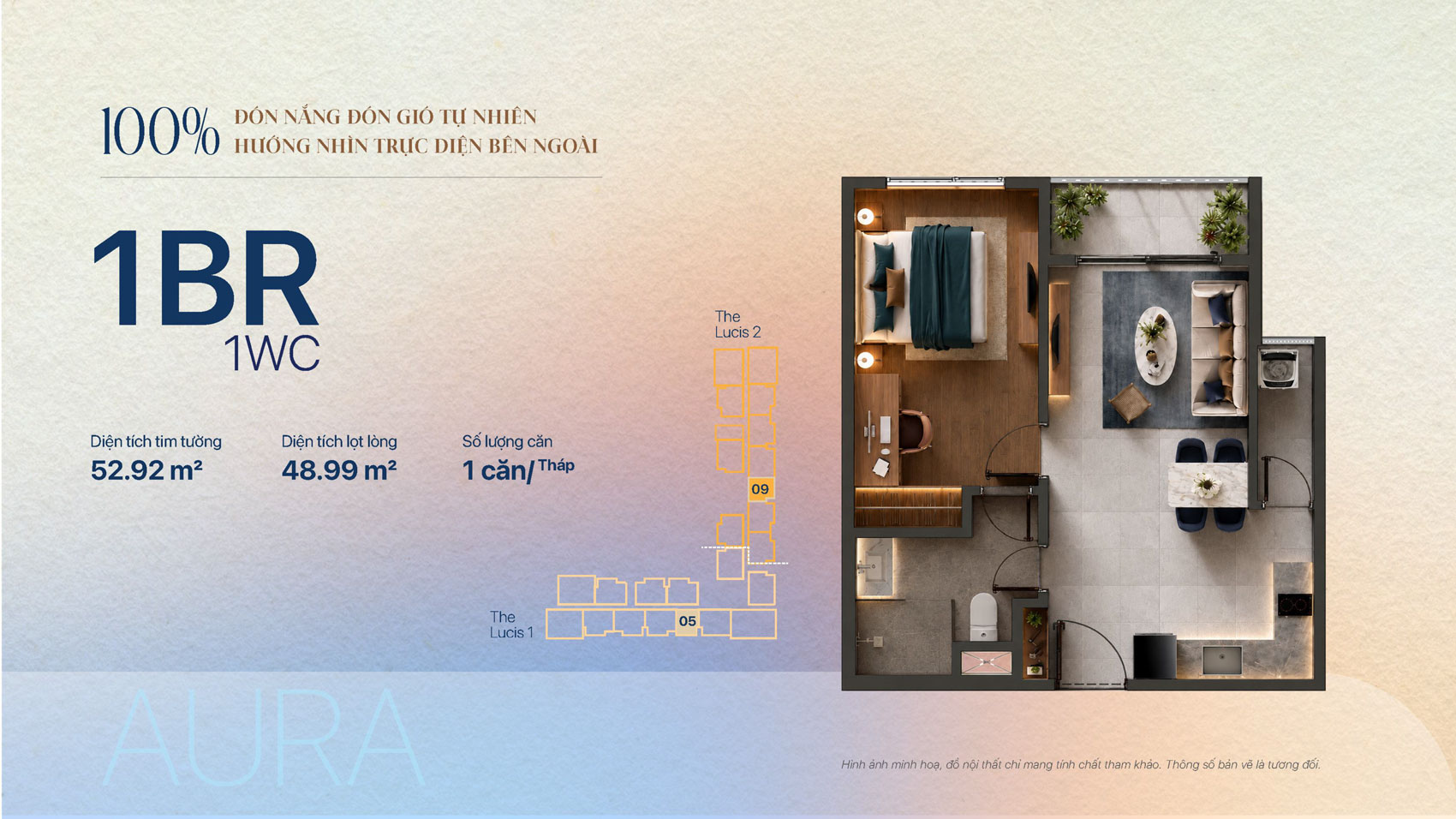 Trang chủ V2 12 Thiết kế căn hộ 1 phòng ngủ tháp Lucis tại dự án TT Genesis