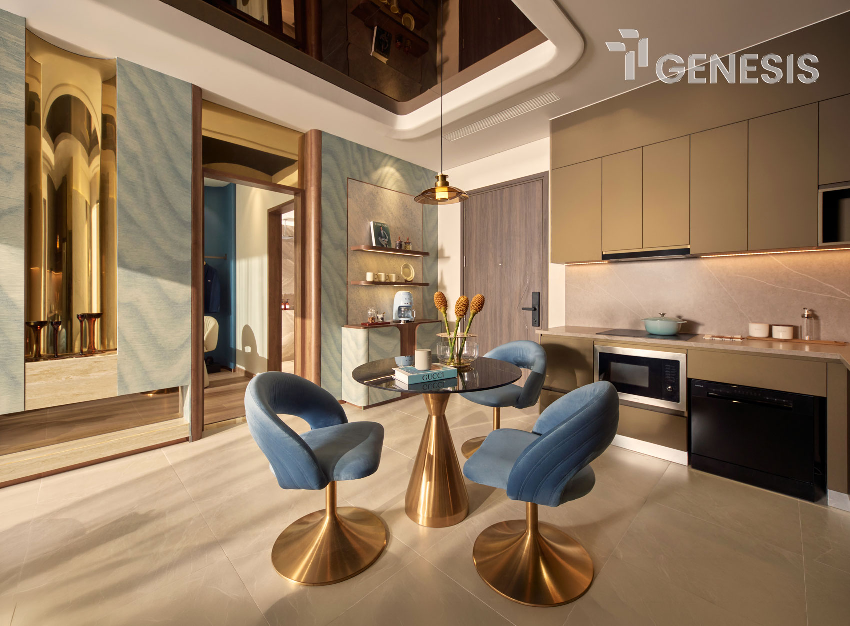 Trang chủ V2 20 Phòng khách căn hộ mẫu 2 phòng ngủ TT Genesis Nhà Bè