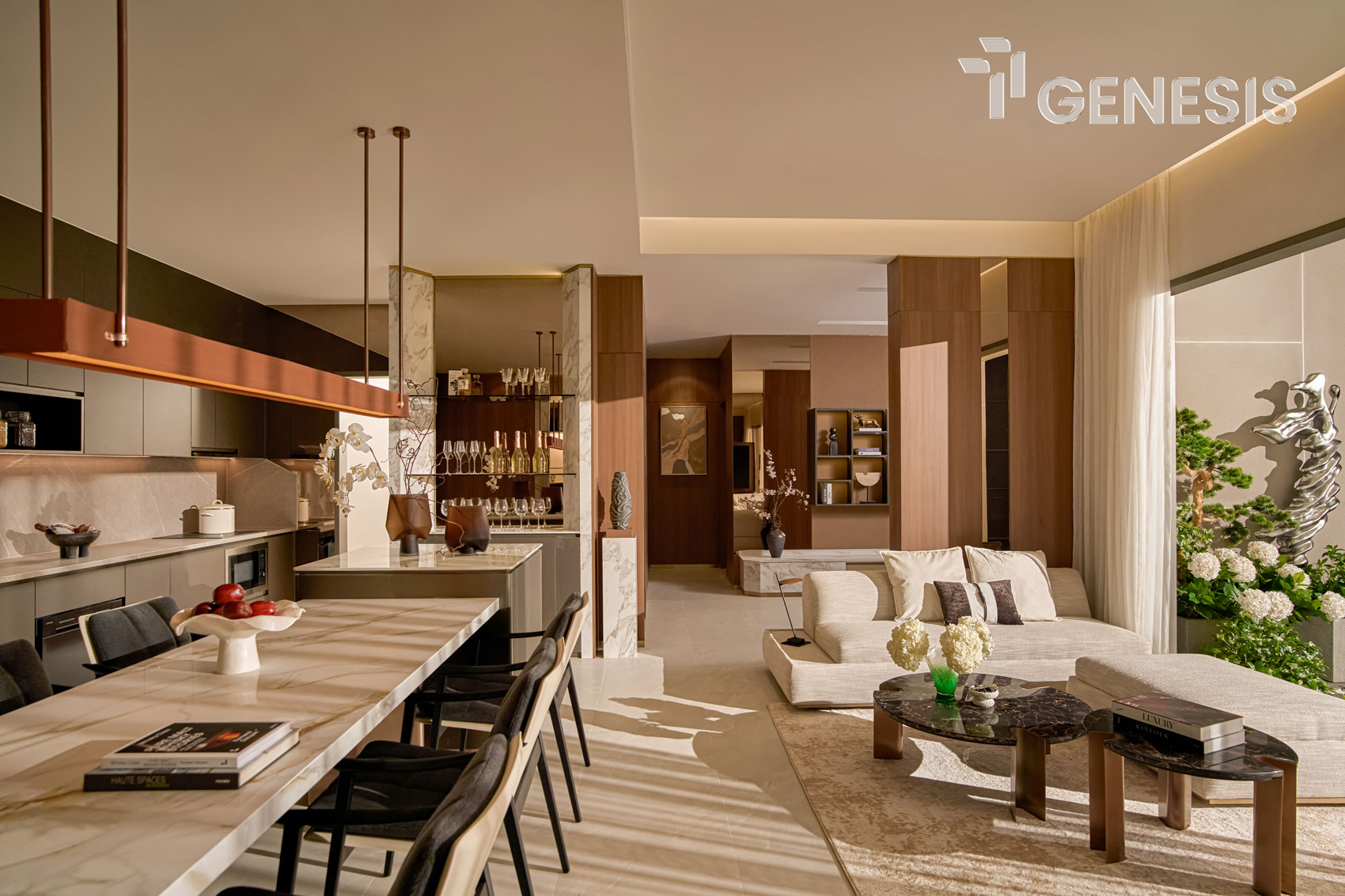 Trang chủ V2 24 Phòng khách và khu ăn uống căn hộ 3PN TT Genesis