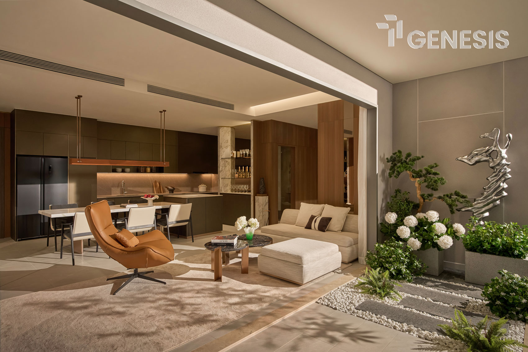 Trang chủ V2 33 Phòng khách căn hộ mẫu 3 phòng ngủ TT Genesis